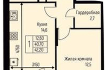 Фото №1: 1-комнатная квартира 42 м², 3/3 эт. - Берёзовый, мкр. жилой комплекс Нова Вита, ул. имени А.Н. Лодыгина, 6к3