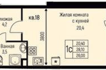 Фото №1: Студия 29 м², 1/3 эт. - Берёзовый, мкр. жилой комплекс Нова Вита, ул. имени А.Н. Лодыгина, 6к3