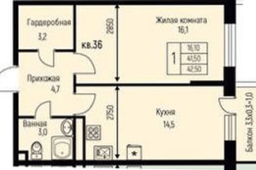 Фото №1: 1-комнатная квартира 42 м², 3/3 эт. - Берёзовый, мкр. жилой комплекс Нова Вита, ул. имени А.Н. Лодыгина, 6к3