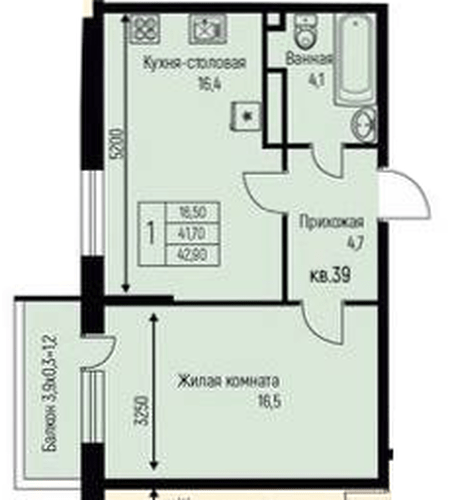 Фото №1: 1-комнатная квартира 42&nbsp;м², 3/3&nbsp;эт. - Берёзовый, Прикубанский внутригородской округ, Прогресс, жилой комплекс Прогресс, мкр. жилой комплекс Нова Вита, ул. имени А.Н. Лодыгина, 6к3
