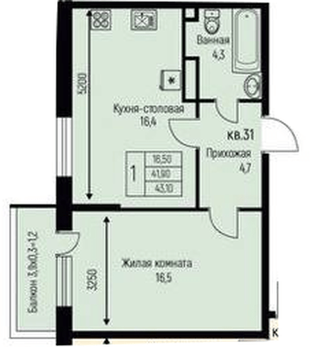 Фото №1: 1-комнатная квартира 43&nbsp;м², 2/3&nbsp;эт. - Берёзовый, Прикубанский внутригородской округ, Прогресс, жилой комплекс Прогресс, мкр. жилой комплекс Нова Вита, ул. имени А.Н. Лодыгина, 6к3