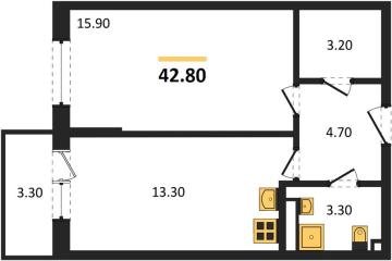 Фото №1: 1-комнатная квартира 42 м², 2/3 эт. - Берёзовый, мкр. жилой комплекс Нова Вита, ул. имени А.Н. Лодыгина, 6к2/1