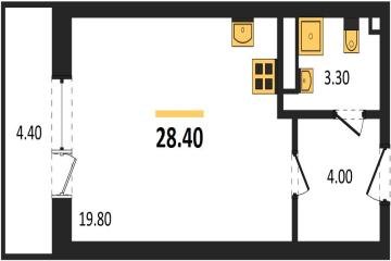 Фото №1: Студия 28&nbsp;м², 2/3&nbsp;эт. - Берёзовый, мкр. жилой комплекс Нова Вита, ул. имени А.Н. Лодыгина, 6к2/1