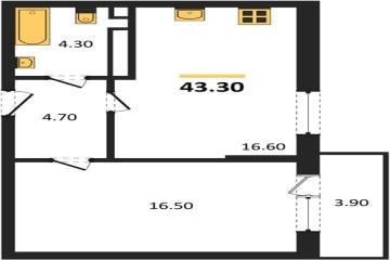 Фото №1: 1-комнатная квартира 43&nbsp;м², 2/3&nbsp;эт. - Берёзовый, мкр. жилой комплекс Нова Вита, ул. имени А.Н. Лодыгина, 6к2/1