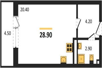 Фото №1: Студия 28&nbsp;м², 3/3&nbsp;эт. - Берёзовый, мкр. жилой комплекс Нова Вита, ул. имени А.Н. Лодыгина, 6к2/1