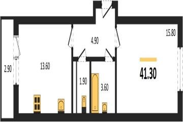 Фото №1: 1-комнатная квартира 41&nbsp;м², 3/3&nbsp;эт. - Берёзовый, мкр. жилой комплекс Нова Вита, ул. имени А.Н. Лодыгина, 6к2/1