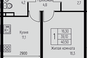 Фото №1: 1-комнатная квартира 40 м², 1/3 эт. - Берёзовый, мкр. жилой комплекс Нова Вита, ул. имени А.Н. Лодыгина, 6к2/1