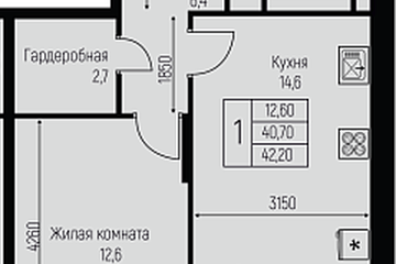 Фото №1: 1-комнатная квартира 42 м², 3/3 эт. - Берёзовый, мкр. жилой комплекс Нова Вита, ул. имени А.Н. Лодыгина, 6к2/1