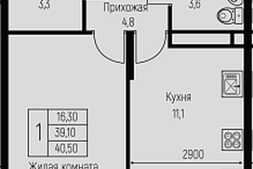 Фото №1: 1-комнатная квартира 40 м², 3/3 эт. - Берёзовый, мкр. жилой комплекс Нова Вита, ул. имени А.Н. Лодыгина, 6к2/1
