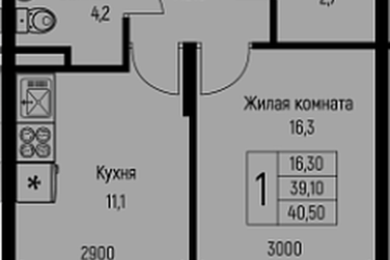 Фото №1: 1-комнатная квартира 40 м², 1/3 эт. - Берёзовый, мкр. жилой комплекс Нова Вита, ул. имени А.Н. Лодыгина, 6лит7