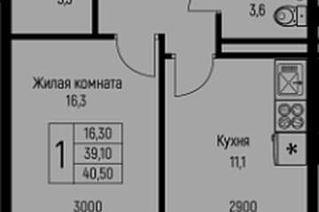 Фото №1: 1-комнатная квартира 40 м², 3/3 эт. - Берёзовый, мкр. жилой комплекс Нова Вита, ул. имени А.Н. Лодыгина, 6лит7