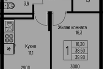 Фото №1: 1-комнатная квартира 39 м², 3/3 эт. - Берёзовый, мкр. жилой комплекс Нова Вита, ул. имени А.Н. Лодыгина, 6лит7