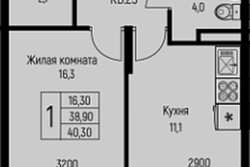 Фото №1: 1-комнатная квартира 40 м², 2/3 эт. - Берёзовый, мкр. жилой комплекс Нова Вита, ул. имени А.Н. Лодыгина, 6лит7