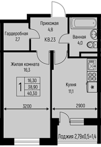 Фото №1: 1-комнатная квартира 40&nbsp;м², 2/3&nbsp;эт. - Берёзовый, Прикубанский внутригородской округ, Прогресс, жилой комплекс Прогресс, мкр. жилой комплекс Нова Вита, ул. имени А.Н. Лодыгина, 6лит7