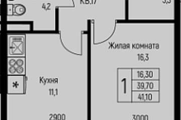 Фото №1: 1-комнатная квартира 41 м², 1/3 эт. - Берёзовый, мкр. жилой комплекс Нова Вита, ул. имени А.Н. Лодыгина, 6лит7