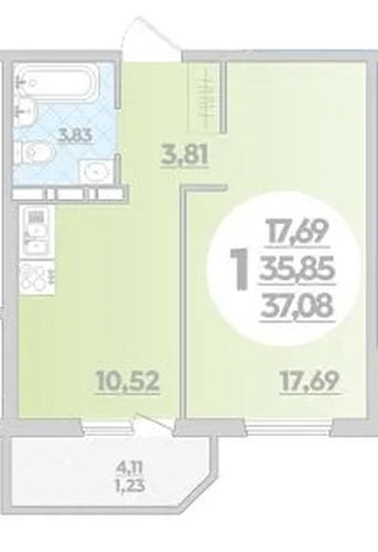Фото №1: 1-комнатная квартира 37&nbsp;м², 14/16&nbsp;эт. - Краснодар, Прикубанский внутригородской округ, Восточный, мкр. жилой комплекс Квартал № 6