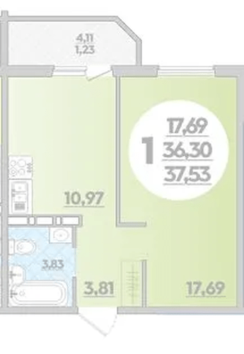 Фото №1: 1-комнатная квартира 37&nbsp;м², 13/16&nbsp;эт. - Краснодар, Прикубанский внутригородской округ, Восточный, мкр. жилой комплекс Квартал № 6