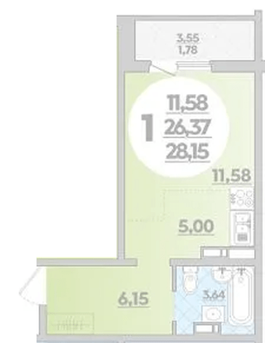 Фото №1: Студия 28&nbsp;м², 4/16&nbsp;эт. - Краснодар, Прикубанский внутригородской округ, Восточный, мкр. жилой комплекс Квартал № 6