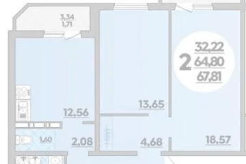 Фото №1: 2-комнатная квартира 67 м², 15/16 эт. - Краснодар, мкр. жилой комплекс Квартал № 6,