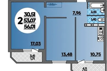 Фото №1: 2-комнатная квартира 56 м², 14/16 эт. - Краснодар, мкр. жилой комплекс Квартал № 6,