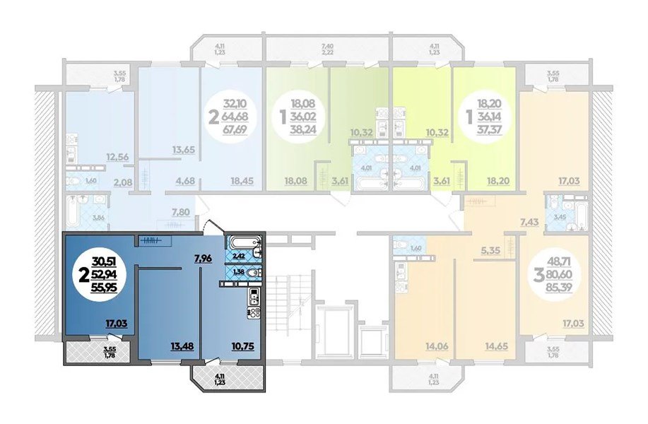 Фото №8: 3-комнатная квартира 85&nbsp;м², 2/16&nbsp;эт. - Краснодар, Прикубанский внутригородской округ, Восточный, мкр. жилой комплекс Квартал № 6