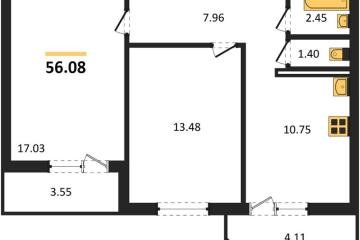 Фото №1: 2-комнатная квартира 56 м², 5/16 эт. - Краснодар, мкр. жилой комплекс Квартал № 6,