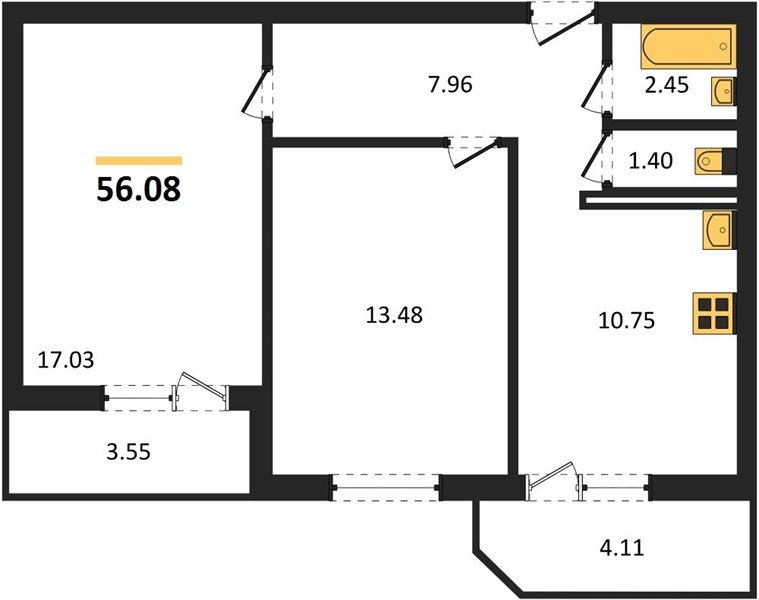 Фото №1: 2-комнатная квартира 56&nbsp;м², 5/16&nbsp;эт. - Краснодар, Прикубанский внутригородской округ, Восточный, мкр. жилой комплекс Квартал № 6