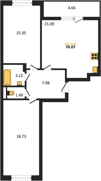Фото №1: 2-комнатная квартира 69&nbsp;м², 3/18&nbsp;эт. - Краснодар, Прикубанский внутригородской округ, мкр. ЖК Архитектор