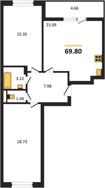 Фото №1: 2-комнатная квартира 69&nbsp;м², 5/18&nbsp;эт. - Краснодар, Прикубанский внутригородской округ, мкр. ЖК Архитектор