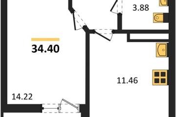 Фото №1: 1-комнатная квартира 34 м², 7/18 эт. - Краснодар, мкр. ЖК Архитектор,