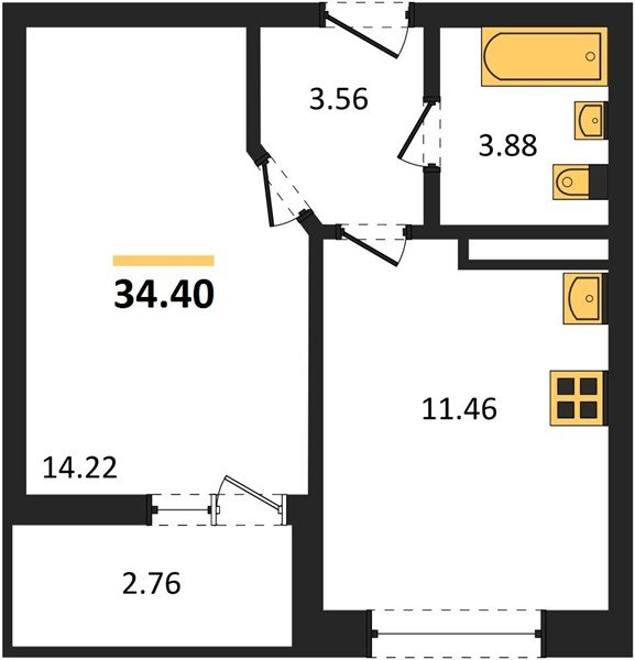 Фото №1: 1-комнатная квартира 34&nbsp;м², 7/18&nbsp;эт. - Краснодар, Прикубанский внутригородской округ, мкр. ЖК Архитектор