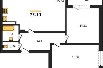 Фото №1: 2-комнатная квартира 72 м², 7/18 эт. - Краснодар, мкр. ЖК Архитектор,
