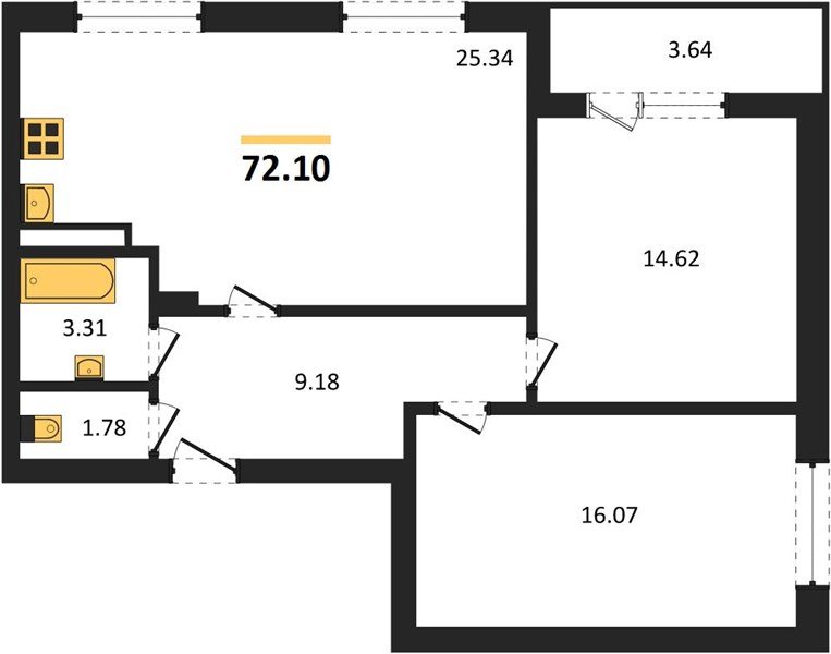 Фото №1: 2-комнатная квартира 72&nbsp;м², 7/18&nbsp;эт. - Краснодар, Прикубанский внутригородской округ, мкр. ЖК Архитектор