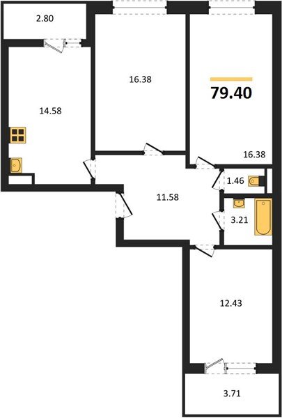 Фото №1: 3-комнатная квартира 79&nbsp;м², 8/18&nbsp;эт. - Краснодар, Прикубанский внутригородской округ, мкр. ЖК Архитектор