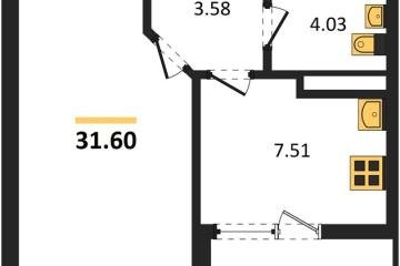 Фото №1: 1-комнатная квартира 31 м², 3/18 эт. - Краснодар, мкр. ЖК Архитектор,