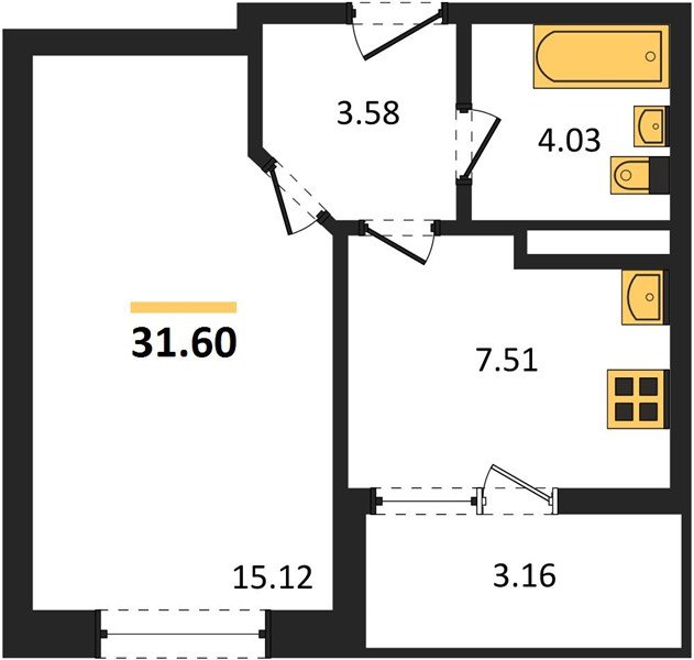 Фото №1: 1-комнатная квартира 31&nbsp;м², 3/18&nbsp;эт. - Краснодар, Прикубанский внутригородской округ, мкр. ЖК Архитектор