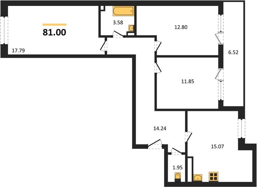 Фото №1: 3-комнатная квартира 81&nbsp;м², 2/18&nbsp;эт. - Краснодар, Прикубанский внутригородской округ, мкр. ЖК Архитектор
