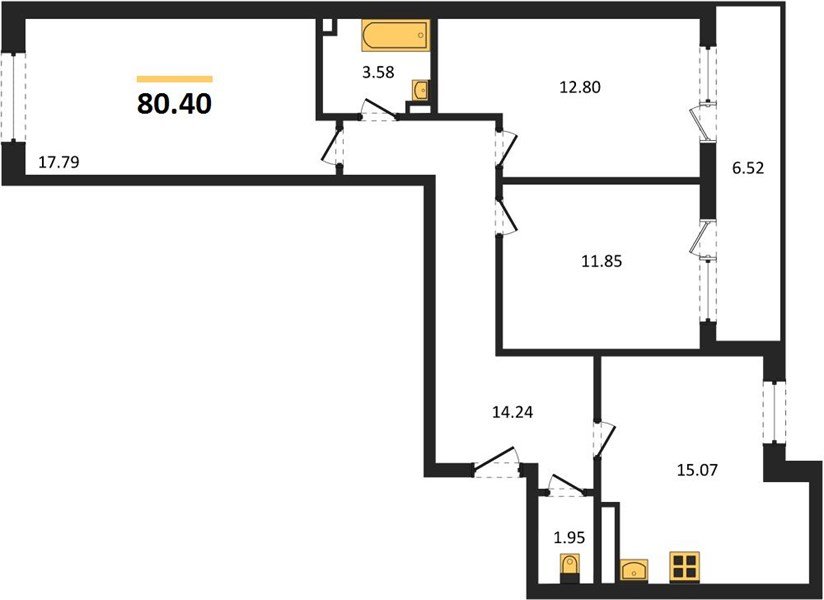Фото №1: 3-комнатная квартира 80&nbsp;м², 6/18&nbsp;эт. - Краснодар, Прикубанский внутригородской округ, мкр. ЖК Архитектор