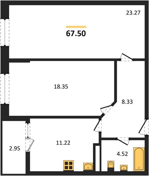 Фото №1: 2-комнатная квартира 67&nbsp;м², 2/18&nbsp;эт. - Краснодар, Прикубанский внутригородской округ, мкр. ЖК Архитектор