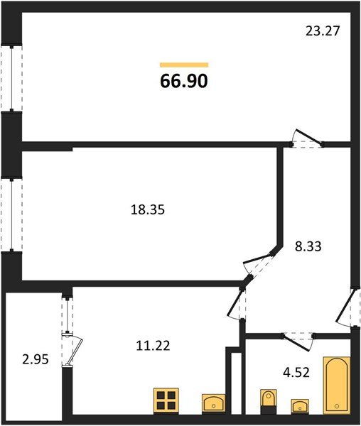 Фото №1: 2-комнатная квартира 66&nbsp;м², 3/18&nbsp;эт. - Краснодар, Прикубанский внутригородской округ, мкр. ЖК Архитектор