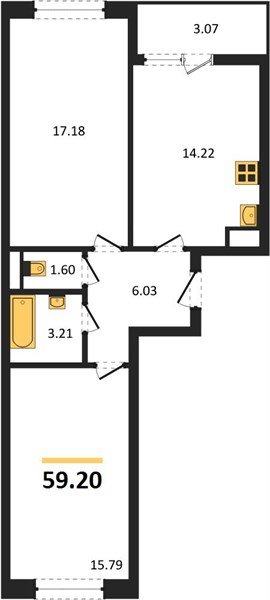 Фото №1: 2-комнатная квартира 59&nbsp;м², 14/18&nbsp;эт. - Краснодар, Прикубанский внутригородской округ, мкр. ЖК Архитектор