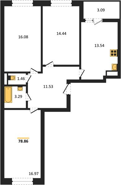 Фото №1: 3-комнатная квартира 78&nbsp;м², 3/18&nbsp;эт. - Краснодар, Прикубанский внутригородской округ, мкр. ЖК Архитектор