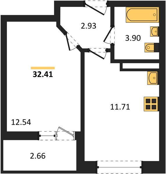 Фото №1: 1-комнатная квартира 32&nbsp;м², 3/18&nbsp;эт. - Краснодар, Прикубанский внутригородской округ, мкр. ЖК Архитектор