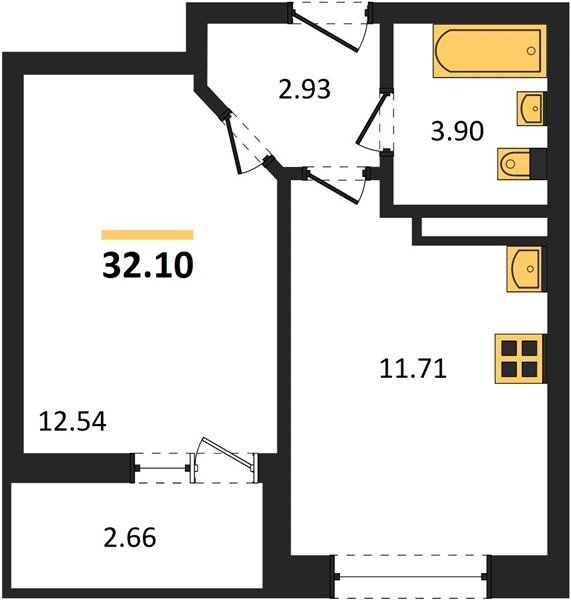 Фото №1: 1-комнатная квартира 32&nbsp;м², 6/18&nbsp;эт. - Краснодар, Прикубанский внутригородской округ, мкр. ЖК Архитектор