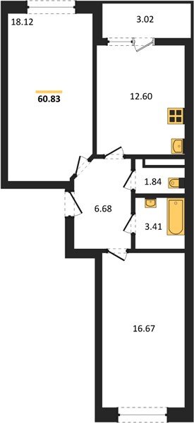 Фото №1: 2-комнатная квартира 60&nbsp;м², 6/18&nbsp;эт. - Краснодар, Прикубанский внутригородской округ, мкр. ЖК Архитектор