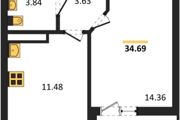 Фото №1: 1-комнатная квартира 34 м², 4/18 эт. - Краснодар, мкр. ЖК Архитектор,
