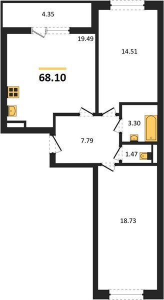 Фото №1: 2-комнатная квартира 68&nbsp;м², 2/18&nbsp;эт. - Краснодар, Прикубанский внутригородской округ, мкр. жилой комплекс Архитектор