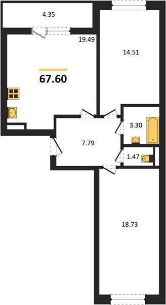 Фото №1: 2-комнатная квартира 67&nbsp;м², 7/18&nbsp;эт. - Краснодар, Прикубанский внутригородской округ, мкр. жилой комплекс Архитектор