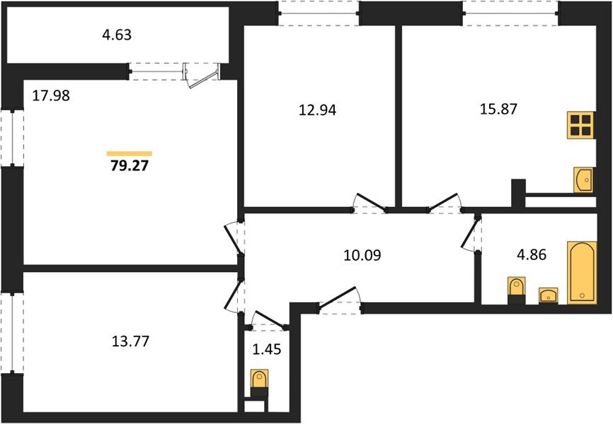 Фото №1: 3-комнатная квартира 80&nbsp;м², 2/18&nbsp;эт. - Краснодар, Прикубанский внутригородской округ, мкр. жилой комплекс Архитектор