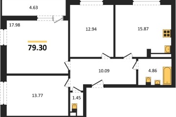 Фото №1: 3-комнатная квартира 79 м², 4/18 эт. - Краснодар, мкр. жилой комплекс Архитектор,